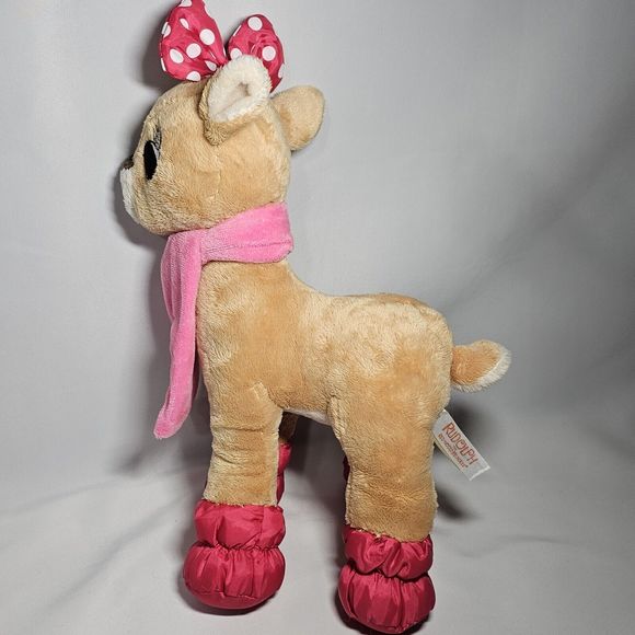 Dandee Clarice Plush Rudolph Red Nose Reindeer Pink Scarf Christmas Toy 13" - Picture 9 of 12